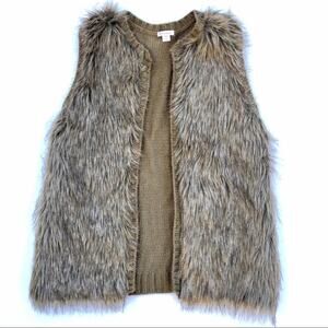 Xhilaration Knitted Faux Fur Sweater Vest Medium